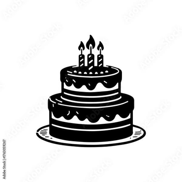 Obraz Black and White Cake Icon