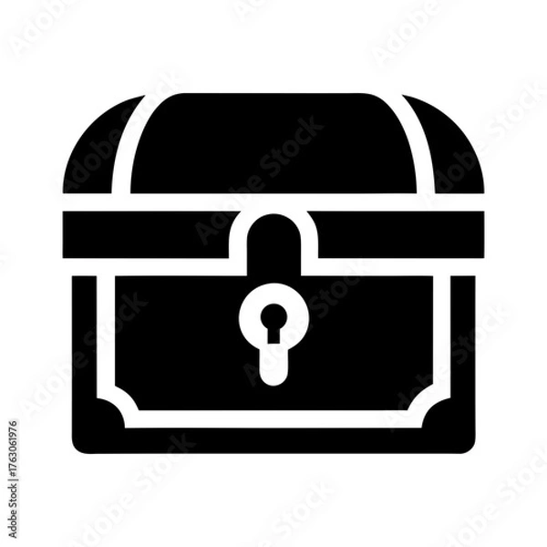 Fototapeta Treasure chest with lock symbol silhouette secure storage concept vector with white background