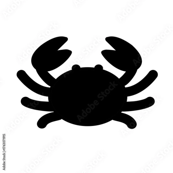 Obraz シンプルなカニのイラスト　シルエット,かわいい,ポップ,イラスト,生き物,素材,海,