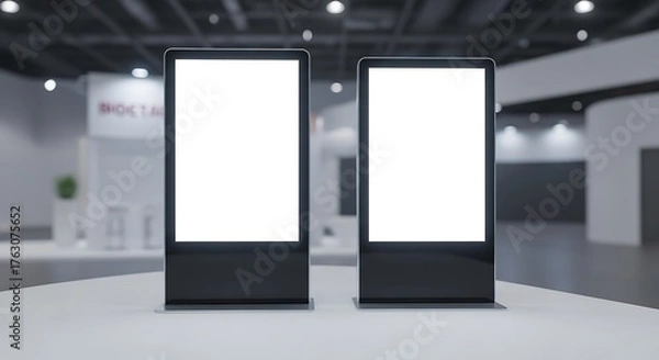 Obraz Two Blank Digital Signage Boards Ideal for Advertising and Displaying Information at Events