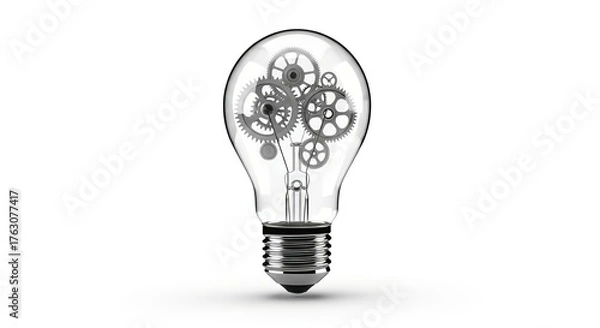Obraz Bright glass electric light bulb isolated on a white background symbolizing idea, innovation, and technology