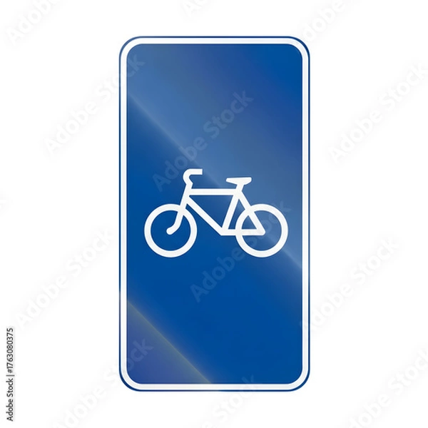 Fototapeta Bike lane sign a regulatory road symbol indicating a bicycle route isolated on white