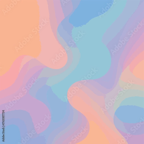 Fototapeta Abstract Vector Background in Organic Flowing Shapes with Pastel Colors in Modern Style
