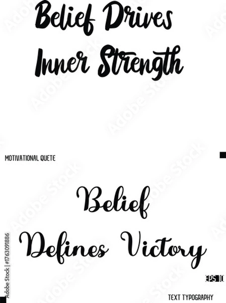 Fototapeta Belief Defines Victory  -Quote Vector Stylish Cursive Text Calligraphy Lettering For Motivation