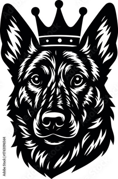 Obraz Creative Dutch Shepherd head design with crown