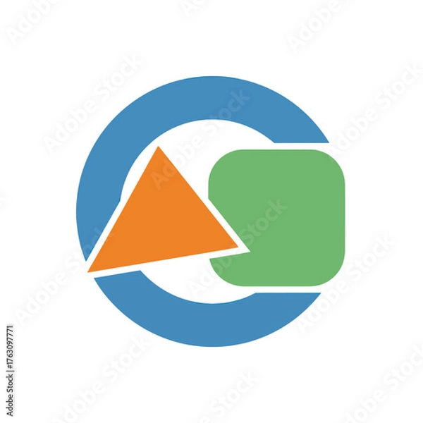 Fototapeta Modern abstract logo with geometric shapes in a circle.