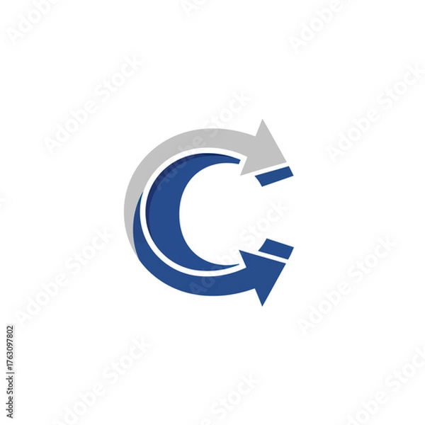 Fototapeta Modern C letter logo with circular arrow elements.