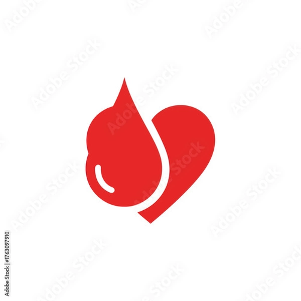 Fototapeta Red Heart and Blood Drop Icon for Donation.