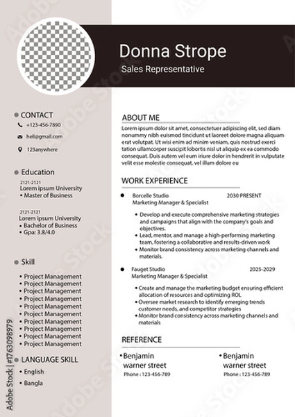 Obraz Professional curriculum vitae design template 