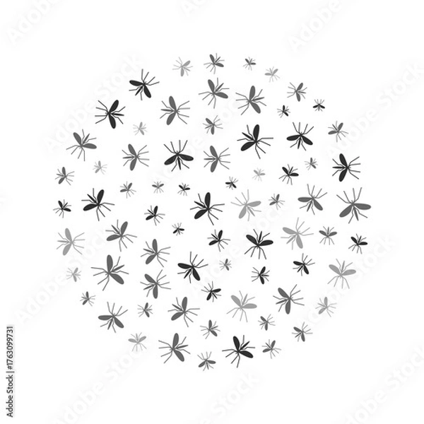 Fototapeta Mosquitoes - vector round concept illustration or banner