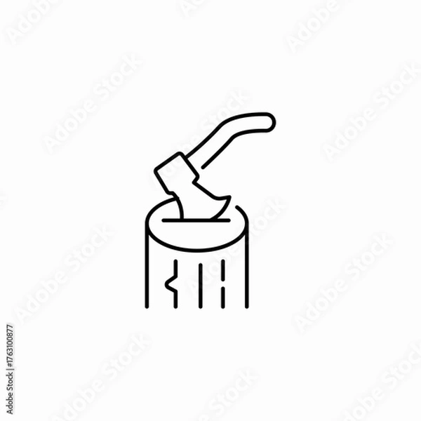 Obraz axe on log icon sign vector