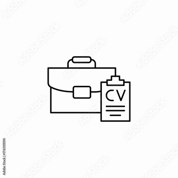 Obraz briefcase cv document icon sign vector