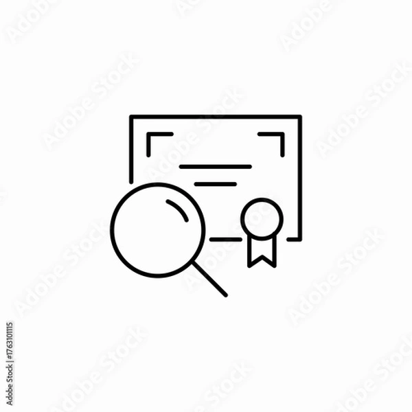 Obraz certificate document search icon sign vector