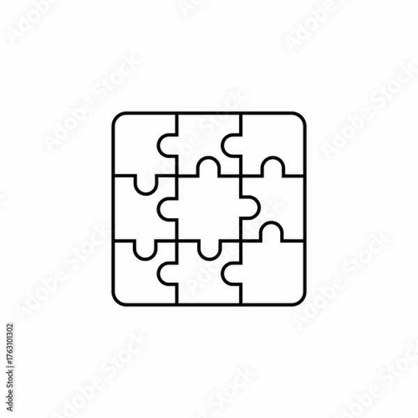 Obraz completed square puzzle icon sign vector