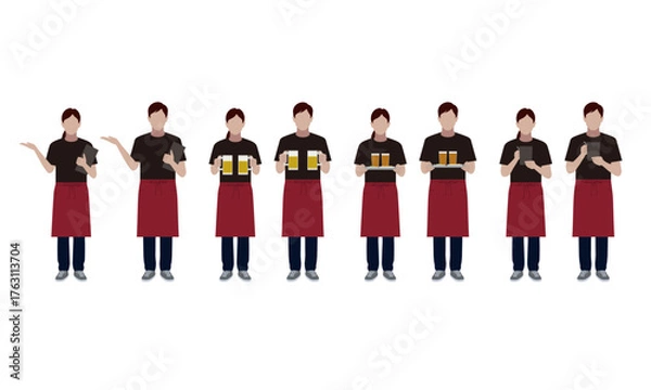 Obraz 居酒屋店員　ポーズ　セット