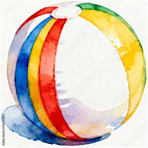Obraz Colorful beach ball illustration in watercolor style 