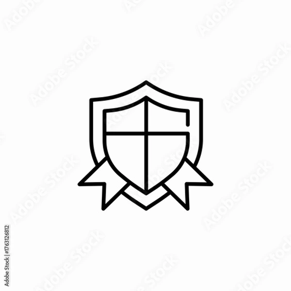 Fototapeta shield ribbon security icon sign vector