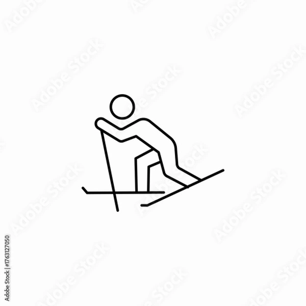 Fototapeta snowboarding with pole icon sign vector