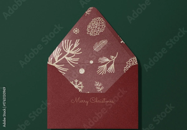 Obraz Elegant Festive Christmas Envelope Mockup PSD