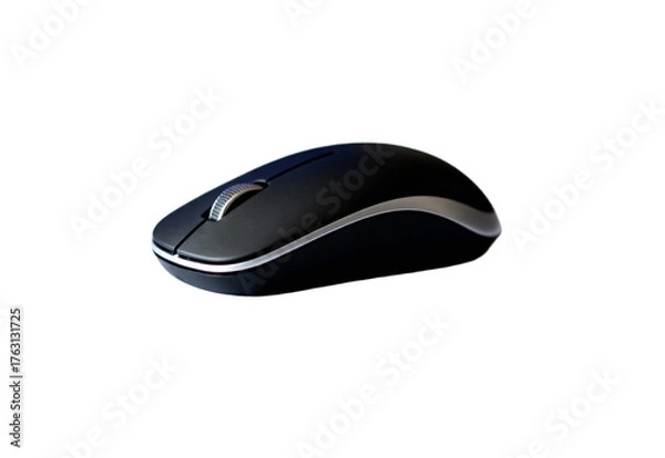 Obraz Black computer mouse on white background with copy space