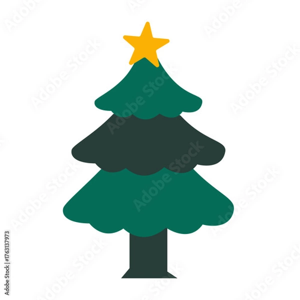 Obraz Cartoon Christmas Tree with Star