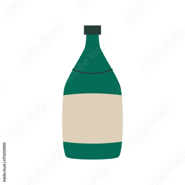 Obraz Cartoon Green Bottle with Blank Label
