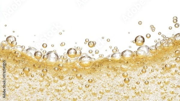 Fototapeta Champagne bubbles isolated on white background