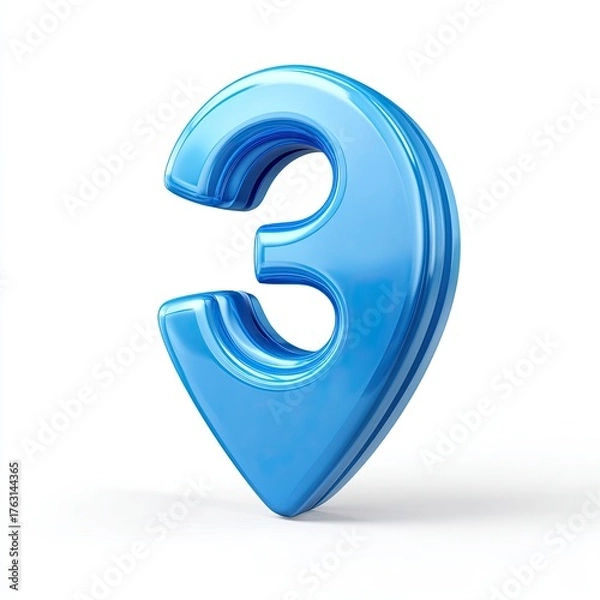 Fototapeta 3D rendered blue location pin