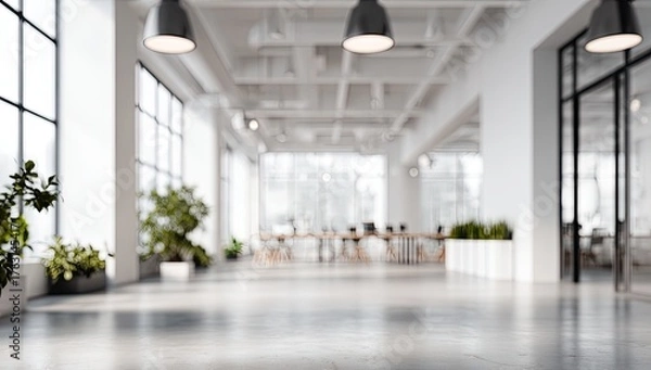 Fototapeta Blurred modern office hallway