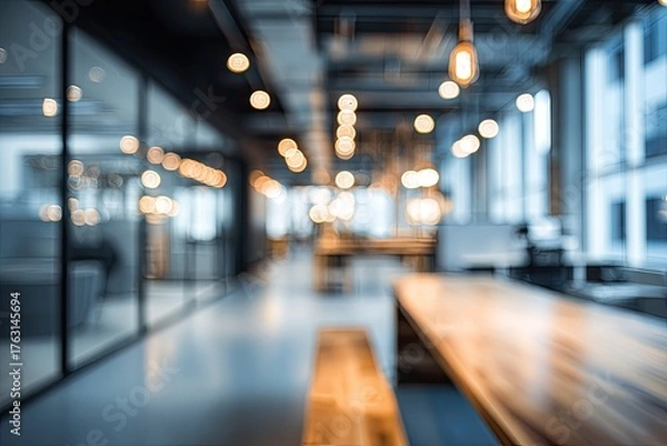 Fototapeta Blurred view of an open-plan office space