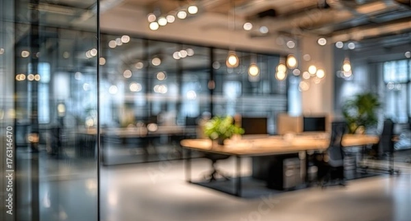Fototapeta Blurred modern office interior (1)