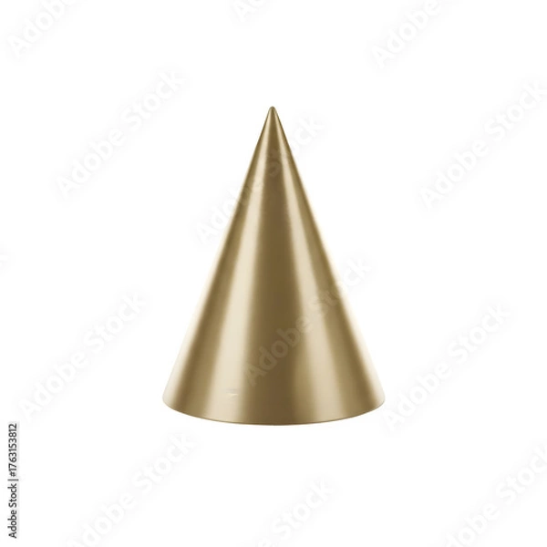 Obraz Golden Metallic Cone Hat on Transparent Background
