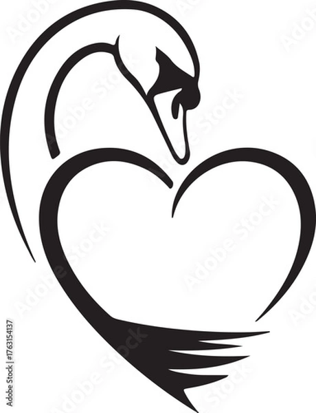 Obraz  elegant swan heart icon this graceful design combines the beauty of a swan with the symbol of love, creating a romantic and sophisticated image
