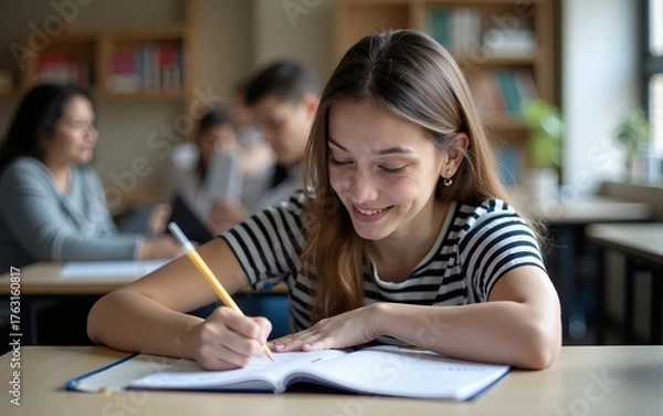 Obraz Studying in college. High quality