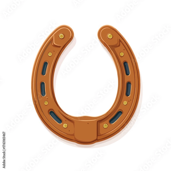 Fototapeta A detailed illustration of a classic horseshoe presented as a flat lay and isolated on a white background isolated on white background