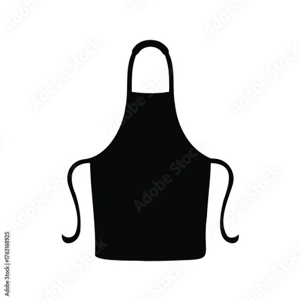 Obraz Black Apron Silhouette on White Background, a symbol of cooking expertise