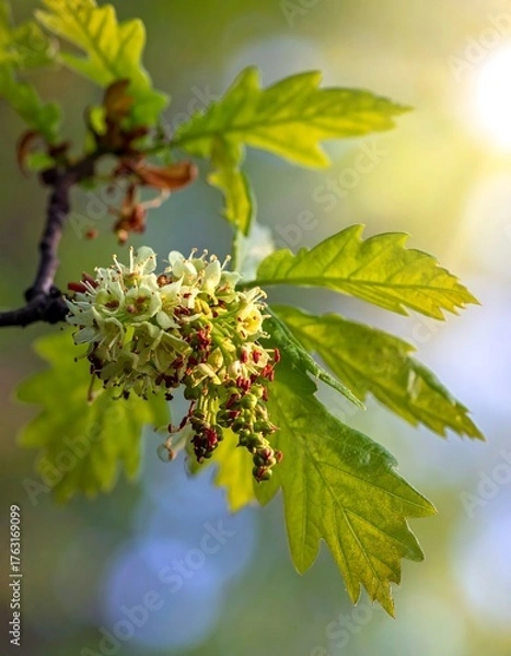 Obraz Spring blooms on a branch, dappled light