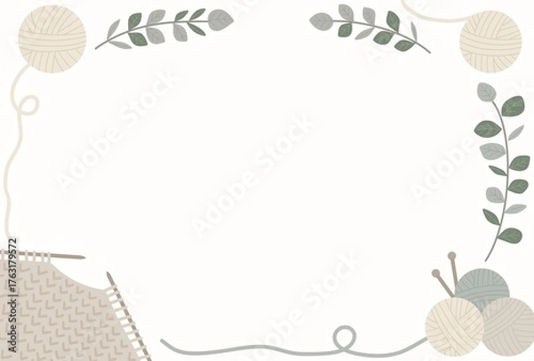 Obraz 毛糸と毛玉のフレームポストカード