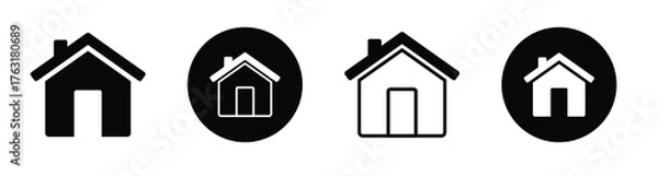 Fototapeta Clean house icons simple vector set. logo sign symbol set. web home button icon, house icon in circle, main page navigation symbol for app and website, vector illustration.