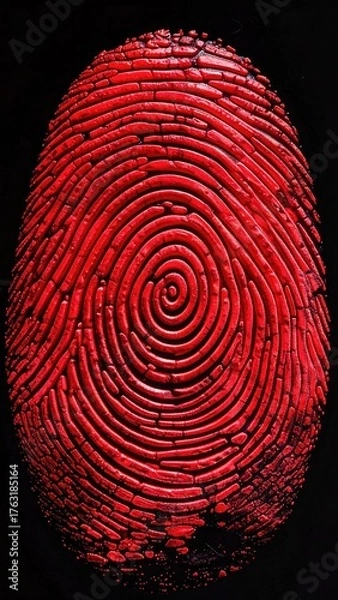 Fototapeta Red textured fingerprint on black (1)
