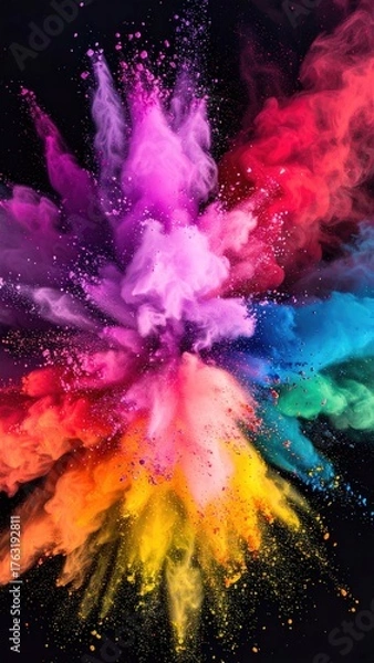 Fototapeta Colorful powder explosion on black (1)