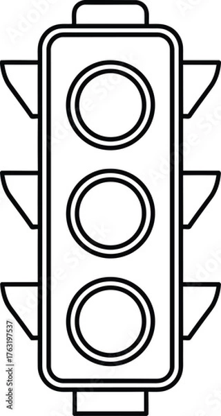 Obraz Black outline traffic signal with three circular lights and visors control road