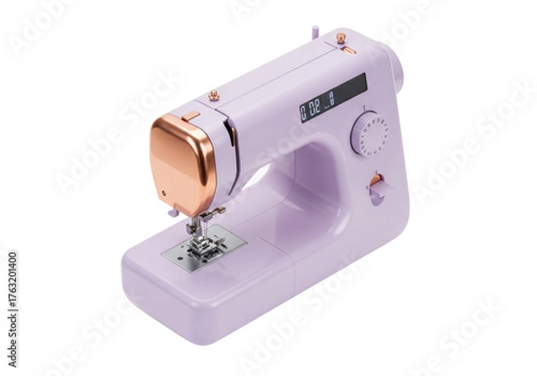 Obraz Isolated lilac sewing machine, modern design, for domestic textile tailoring and alteration