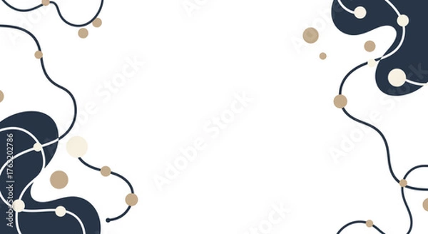 Fototapeta Abstract organic shapes and connecting lines evoke networked ideas and modern design with subtle dots and curves for a clean aesthetic isolated on white background