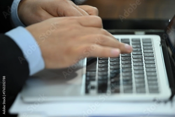 Obraz businessman typing on a laptop