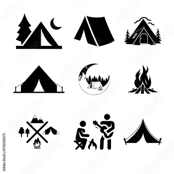 Fototapeta Camping  icon set