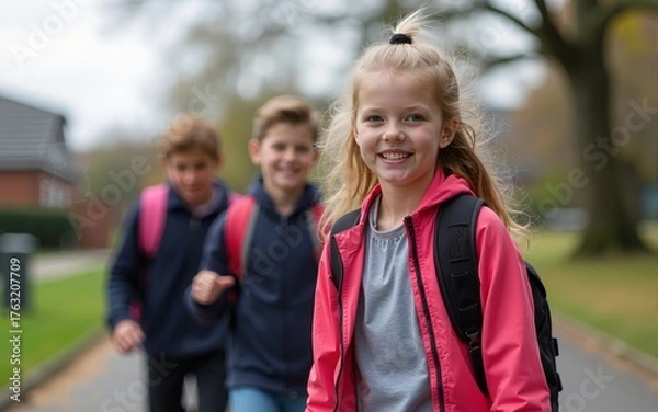 Obraz Pupils going on break. High quality