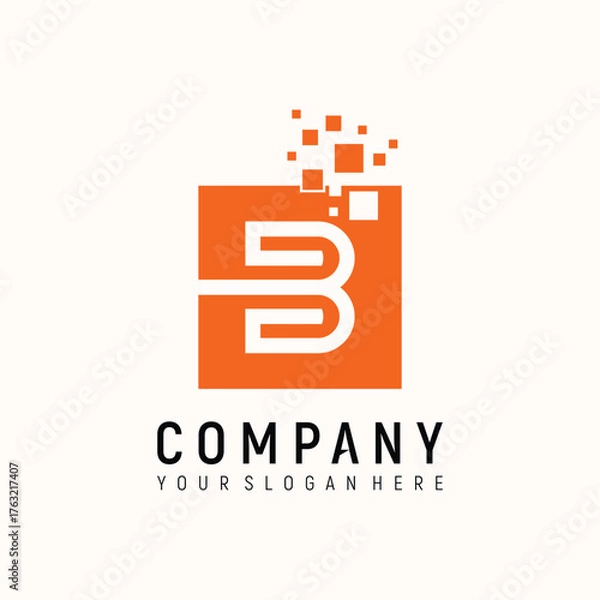 Fototapeta letter B pixel Modern Design Logo Concept Vector Template