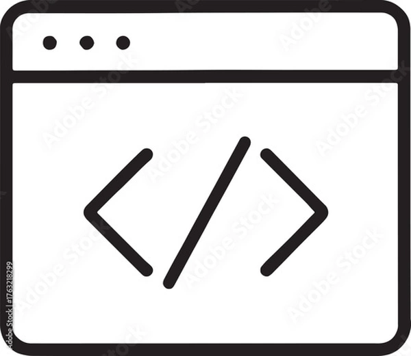 Obraz Code Window Icon: A simple yet effective icon of a code window, featuring code symbols, ready for various digital concepts.