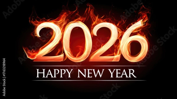 Obraz Fiery red horse theme for 2026 new year celebration design for holiday greetings